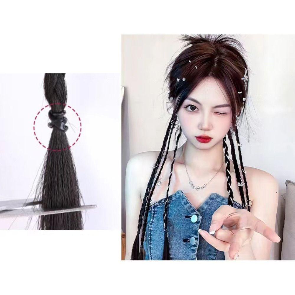 IVORY Bím Tóc Giả Bằng Kim Loại Tổng Hợp Phong Cách Hàn Quốc Dành Cho Nữ Tập Boxing