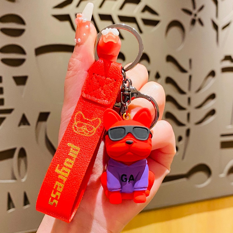 Móc Khóa Hình Chú Chó Đeo Kính Mát Hoạt Hình Sáng Tạo Độc Đáo