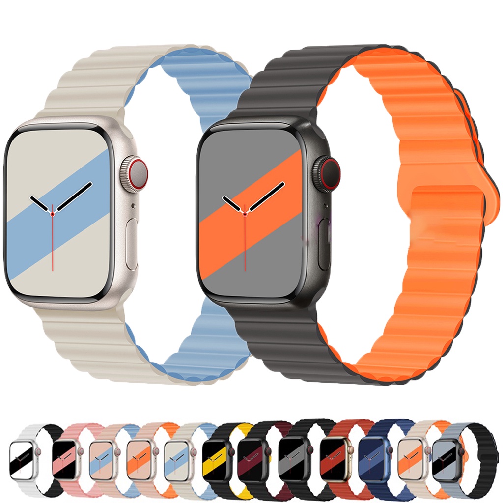 Dây Đeo Silicone Khóa Nam Châm Thay Thế Cho iwatch ultra 49mm 8 7 41mm 40mm 45mm 44mm