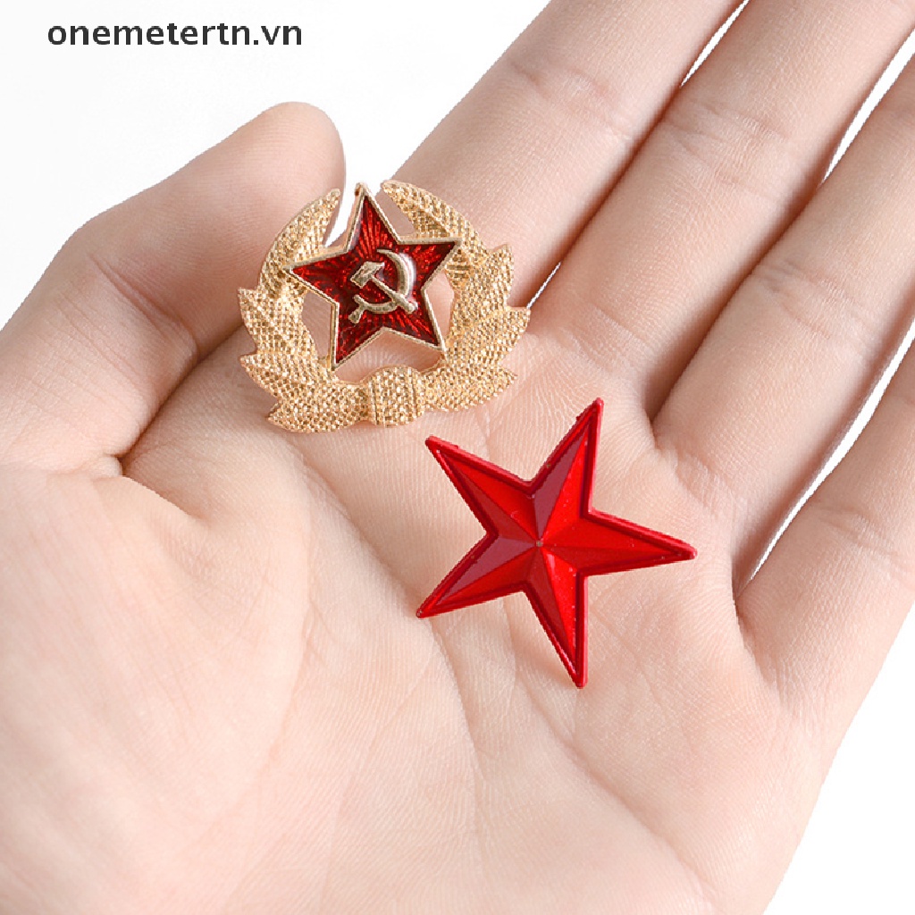 Onemetertn Set 4 Ghim Cài Áo Tráng Men Biểu Tượng USSR Ngôi Sao Đỏ Búa Lạnh Chiến Tranh Xô VN
