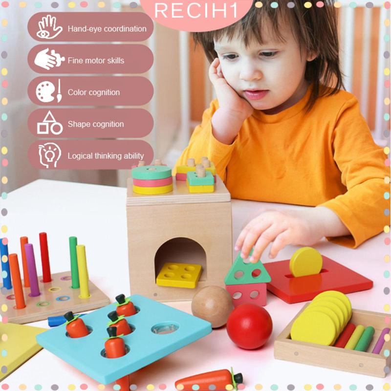 Bộ Đồ Chơi Củ Cà Rốt Bằng Gỗ 5 Trong 1 Dành Cho Bé 6 Tháng Tuổi