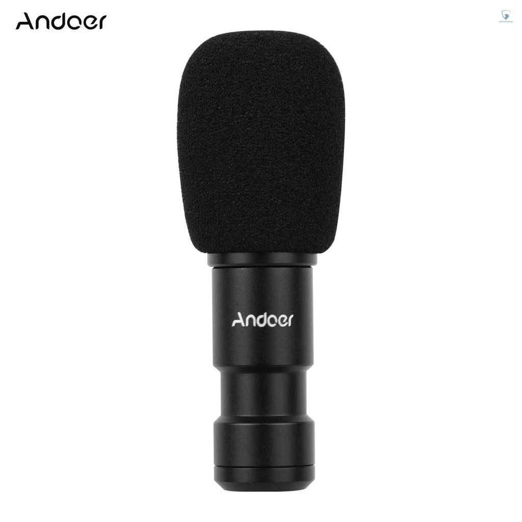 Micro Andoer Jack Type-C Có Kính Chắn Gió 3.5mm Cho Điện Thoại Thông Minh / Máy Quay Video / Phát Trực Tuyến