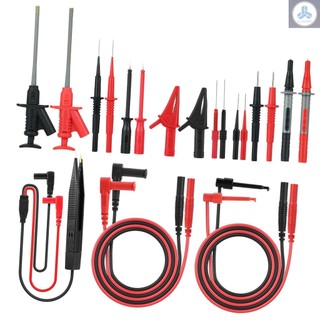 MK30 21pcs Electronic Test Lead Kits Multimeter Lead with Alligator Clips Replaceable Probes Tips Accessories Kit for DMM Digital Multi Meter & Clamp Meters