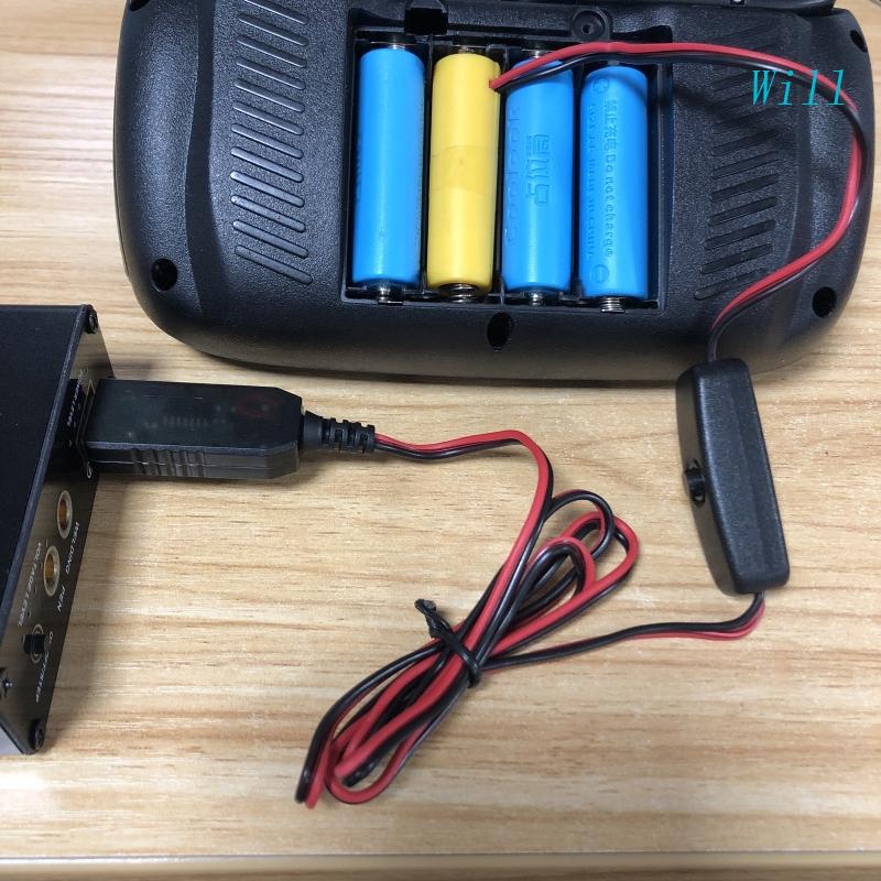 Bộ 4 Dây Cáp Nguồn Chuyển Đổi USB Sang DC Kèm Công Tắc 1.5V AA LR6 AM3 Chuyên Dụng Cho Đèn LED