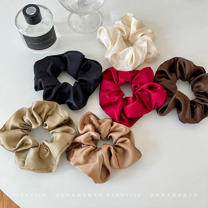 Dây Buộc Tóc Vải Satin Cỡ Lớn Phong Cách Vintage Hàn Quốc Cho Nữ