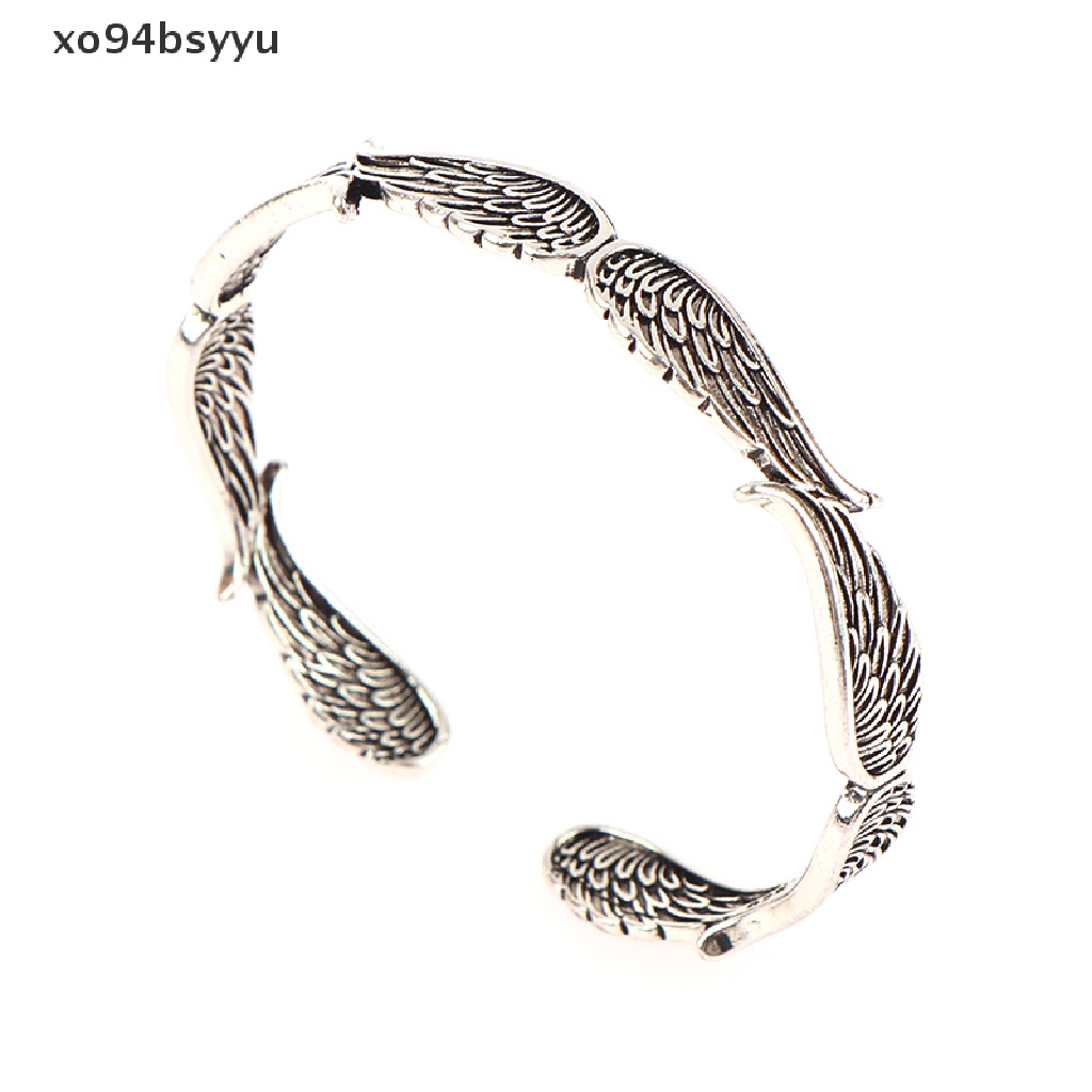 Vòng Tay Hở xo94bsyyu Hình Đôi Cánh Thiên Thần Bằng Kim Loại Phong Cách Retro Sáng Tạo Thích Hợp Làm Quà Tặng Cho Nam