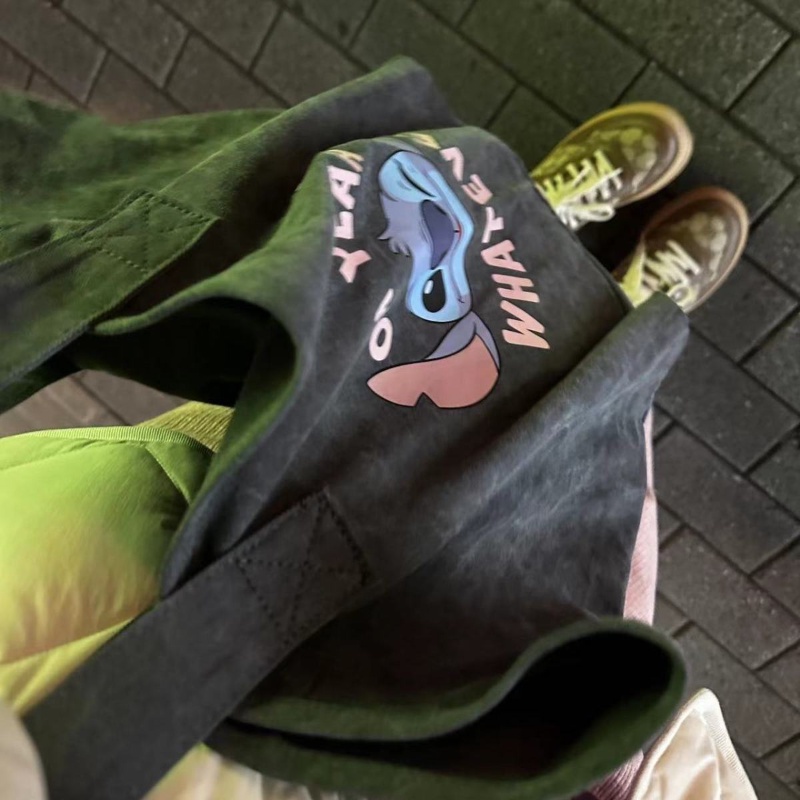 Túi Xách Đeo Vai Vải Bạt Sức Chứa Lớn Hình Stitch Cầm Tay Mẫu Mới 2023 Cho Nữ