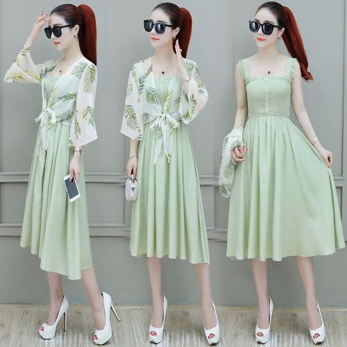 Bộ Đầm / Áo Khoác Chiffon Hai Mảnh Cỡ Lớn I0cp Phong Cách Hàn Quốc Thời Trang Mùa Hè 2023 Hàng Mới Dành Cho Bạn Nữ