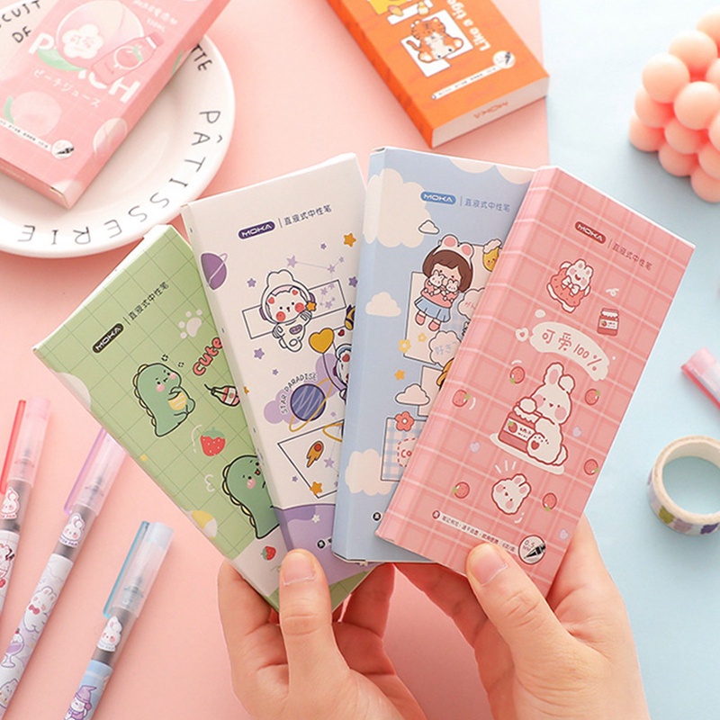 Set 6 Bút Bi Mực Đen Ngòi 0.5mm Họa Tiết Hoạt Hình Dễ Thương