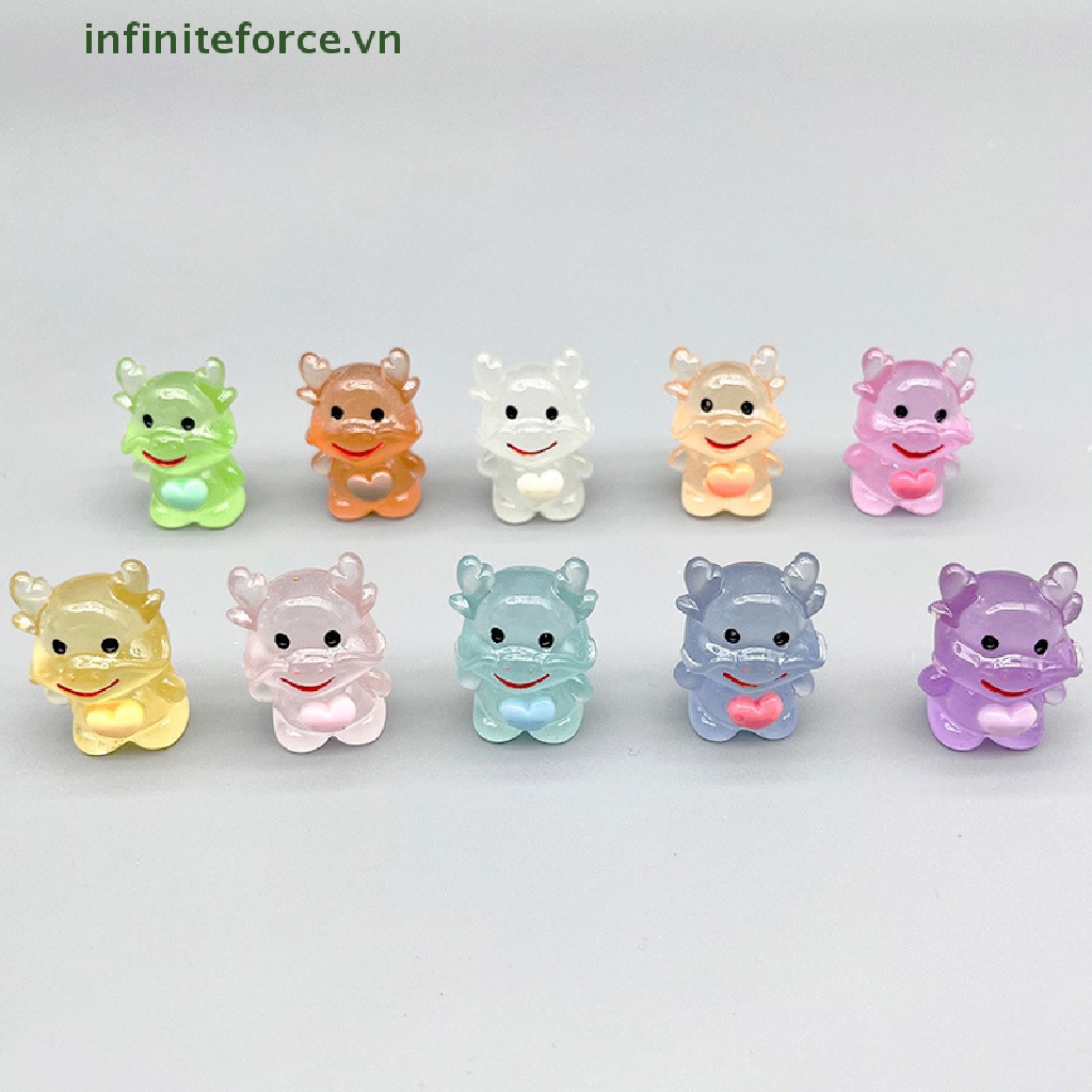 Set 2 Tượng Rồng Dạ Quang Mini Bằng Nhựa Resin Dễ Thương Trang Trí Xe Hơi