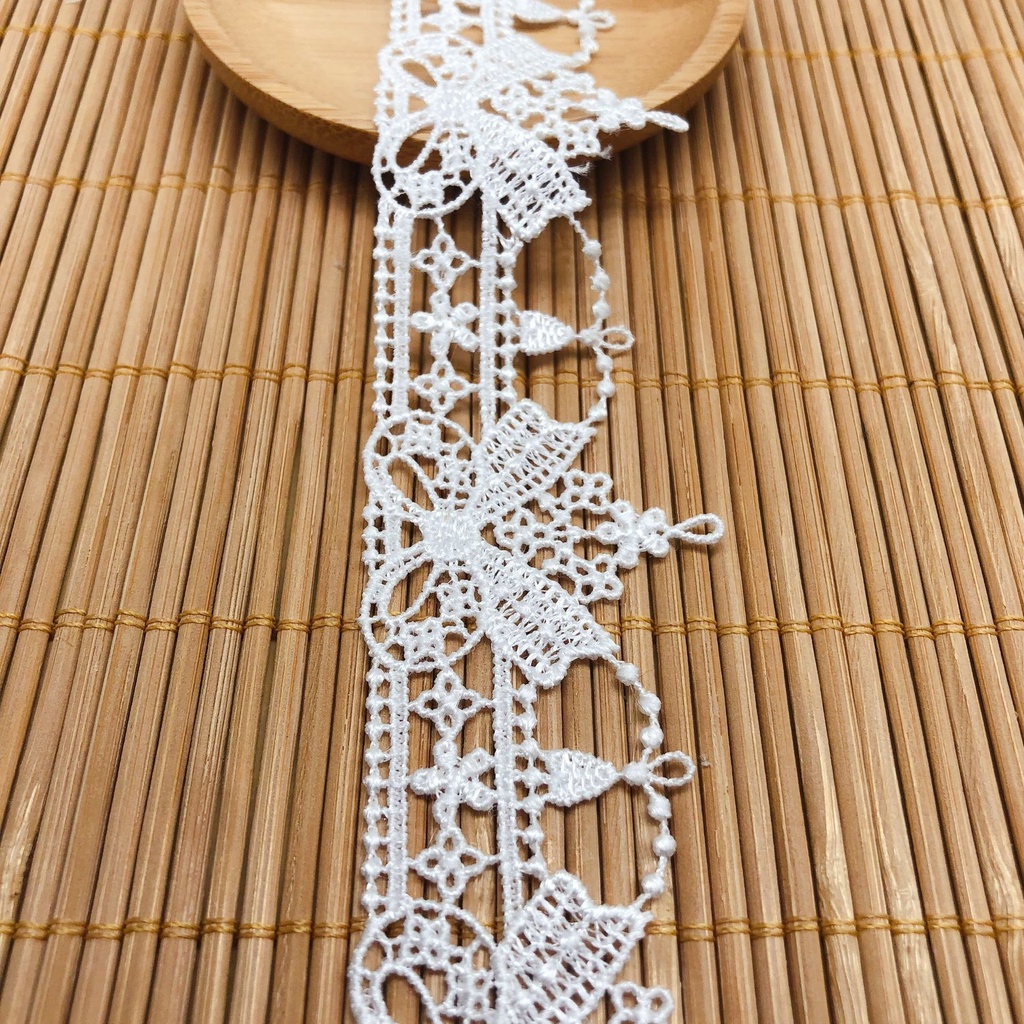 Cuộn Dây Ruy Băng Ren Thêu Hình Ngôi Sao Màu Trắng Đen Dài 1 Yard Dùng Trang Trí Quần Áo DIY