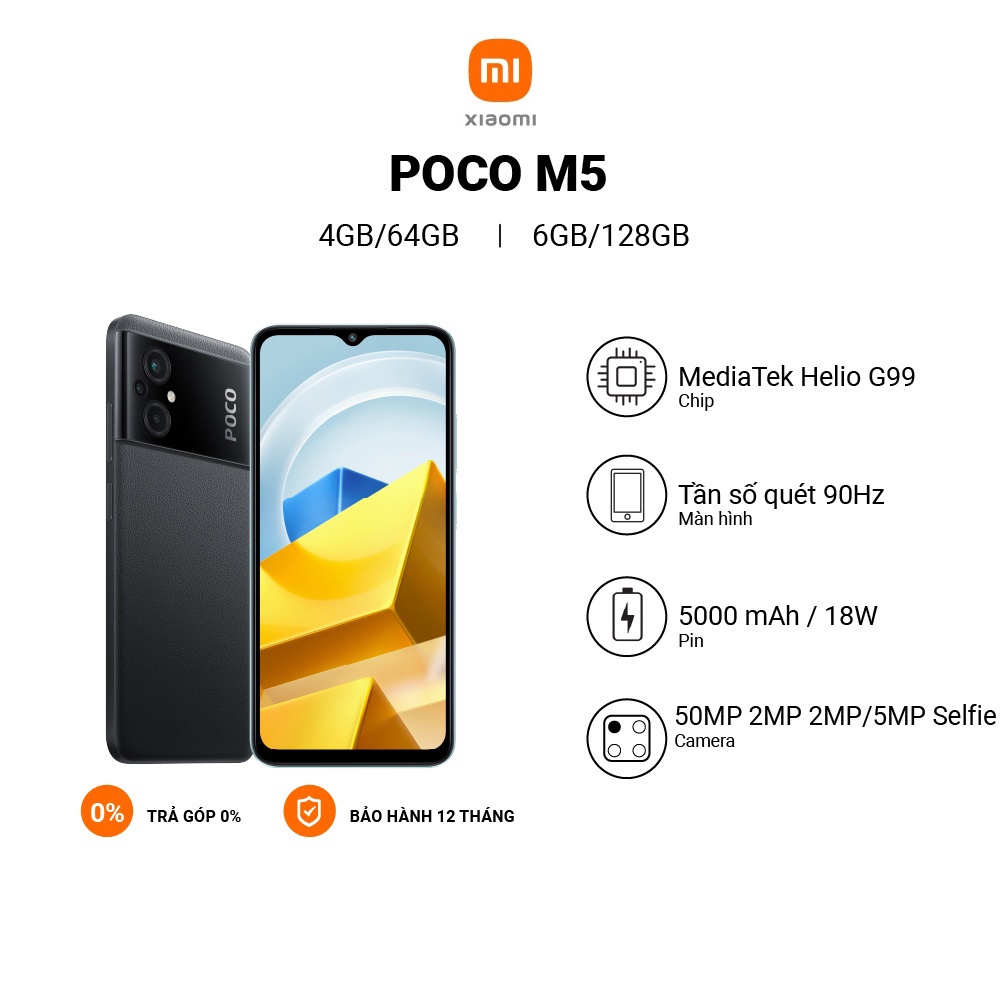 [Siêu Sale] Điện thoại Xiaomi POCO M5 - 6/128G - Hàng Chính Hãng fullbox nguyên seal bảo hành 12 tháng | BigBuy360 - bigbuy360.vn