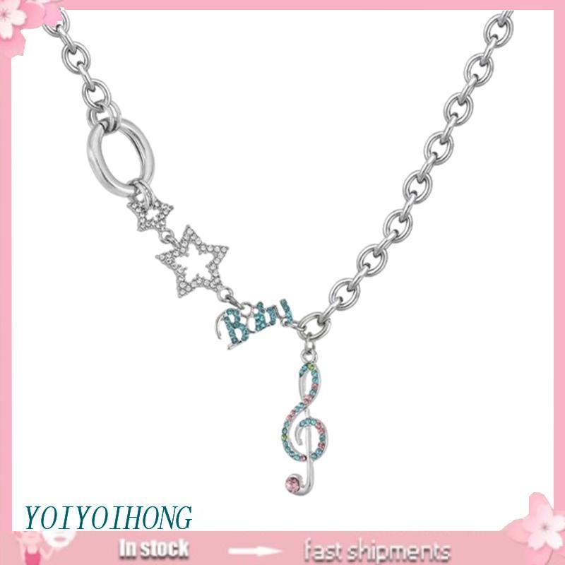 Vòng cổ Thép Titan Y2k Mặt Nốt Nhạc Và Ngôi Sao