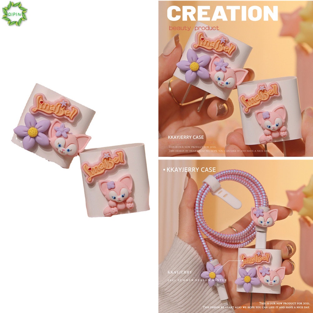 Ốp Bảo Vệ Cáp Sạc 4 Trong 1 Họa Tiết Hoạt Hình Đáng Yêu Cho Apple 18 / 20W