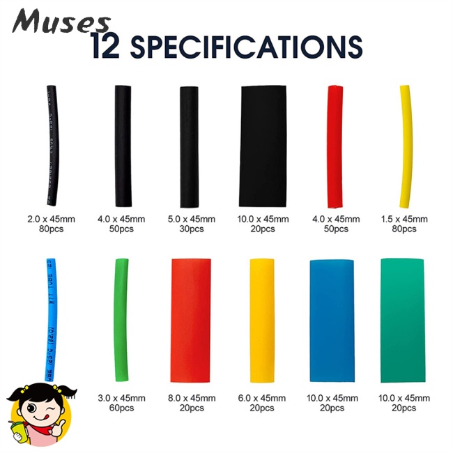 Hàng Có Sẵn Bộ 530 Ống Co Nhiệt Nhiều Màu Sắc Cách Nhiệt Bảo Vệ Dây Cáp