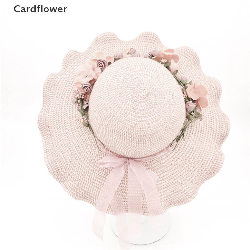 < Cardflower > Mũ Chống Nắng Đi Biển Mùa Hè Đính Hoa Thanh Lịch Cho Nữ