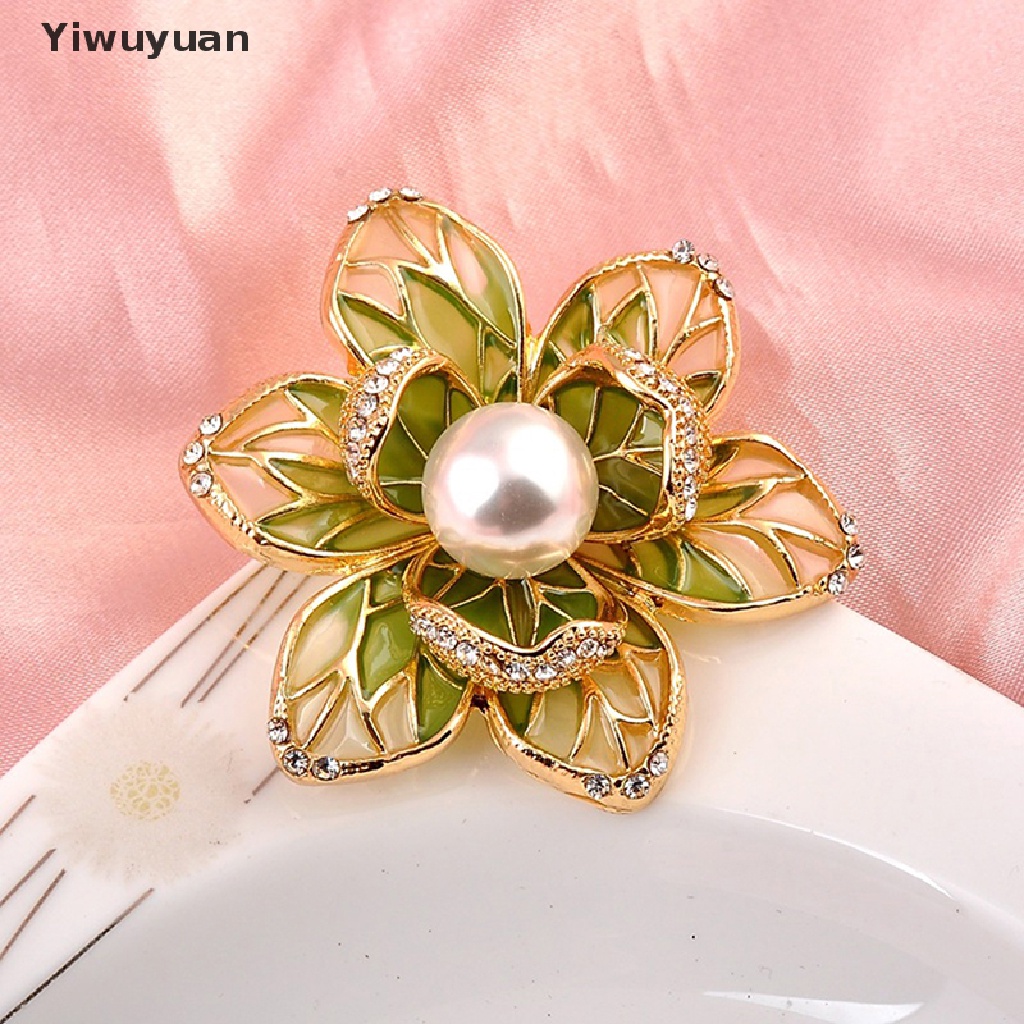 &lt; Yiwuyuan &gt; Trâm Cài Áo Hình Hoa Tráng Men Đính Ngọc Trai Tráng Men Thời Trang Nữ Làm Quà Tặ