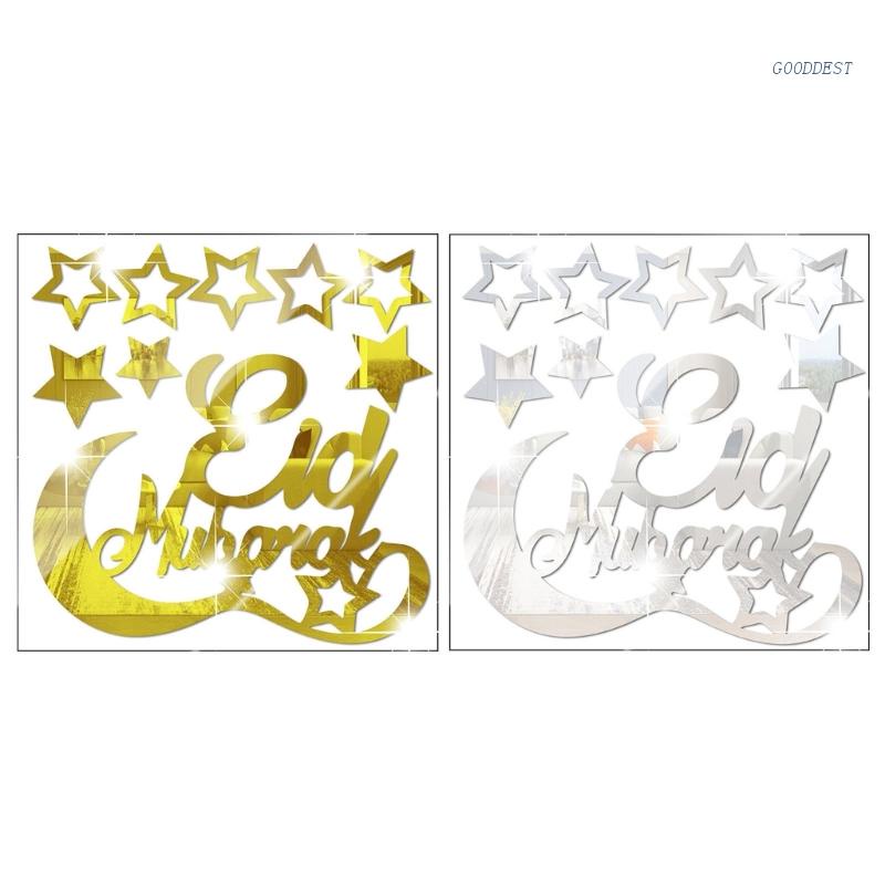 Bộ Gương Dán Tường Trang Trí Hình Trăng Sao Bằng Acrylic Kiểu Bắc Âu