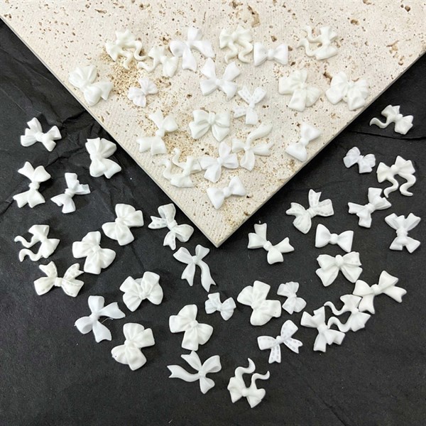 Charm nơ trắng mix kiểu 40 cái (Túi)