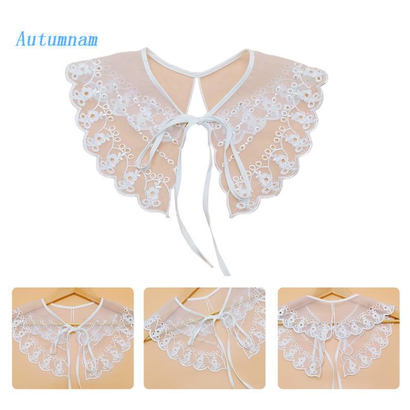 Cổ Áo Sơ Mi Ren Rỗng Họa Tiết Hoa Có Thể Tháo Rời Cho Nữ