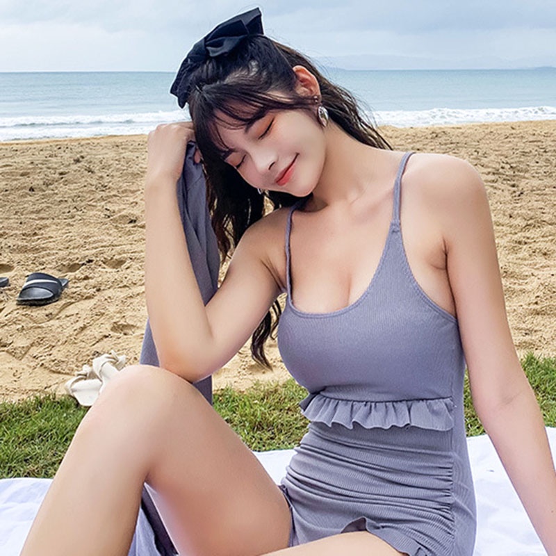 IELGY  Bộ Đồ Bơi Một Mảnh Ôm Dáng Màu Trơn Thời Trang Mùa Xuân Cho Nữ