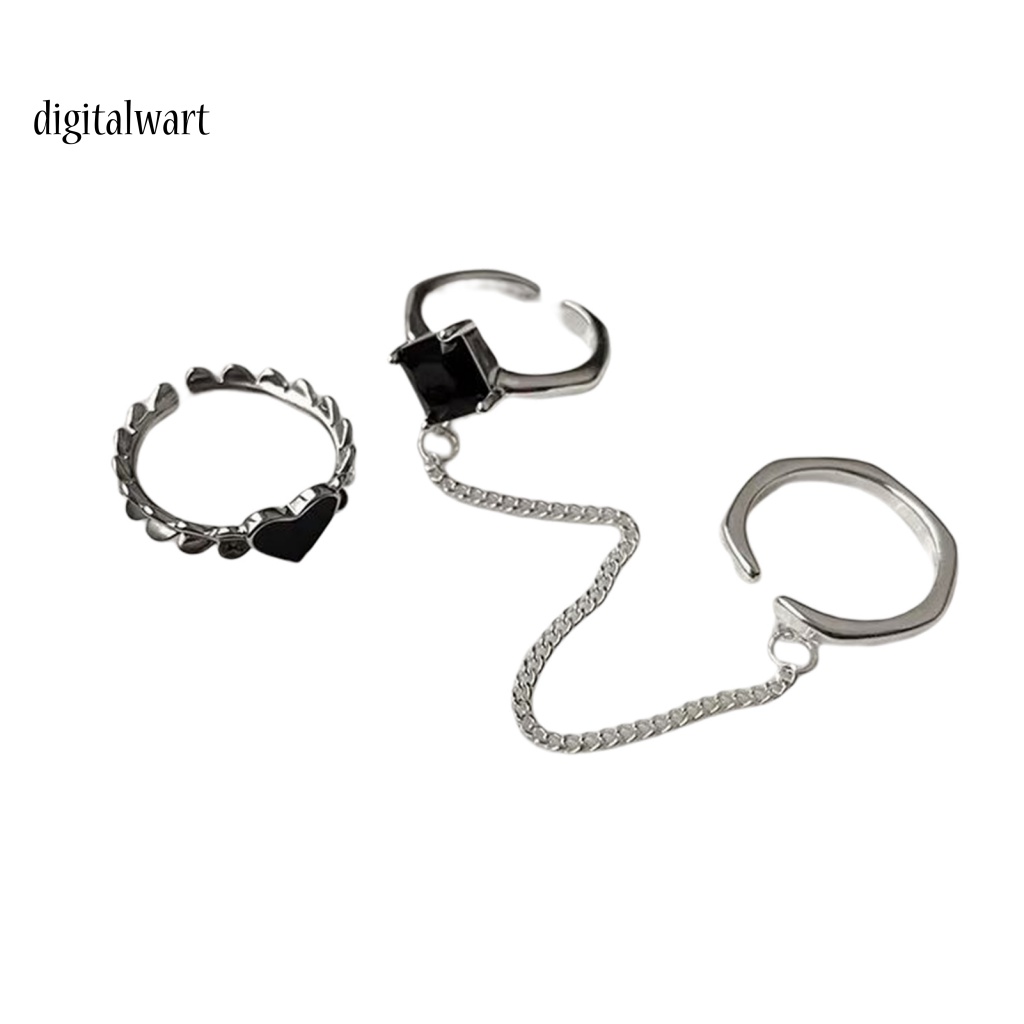 Kỹ Thuật Số| 1 Bộ Nhẫn Hở Hình Trái Tim Màu Tương Phản Có Thể Điều Chỉnh Kích Cỡ