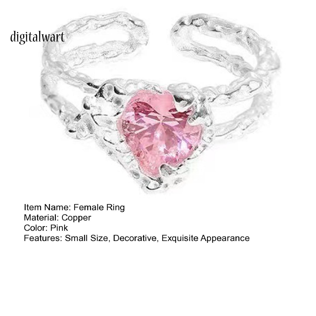 Kỹ Thuật Số| Nhẫn Hở Bằng Đồng Đính Đá Zircon Màu Hồng Xinh Xắn Thời Trang Cho Nữ