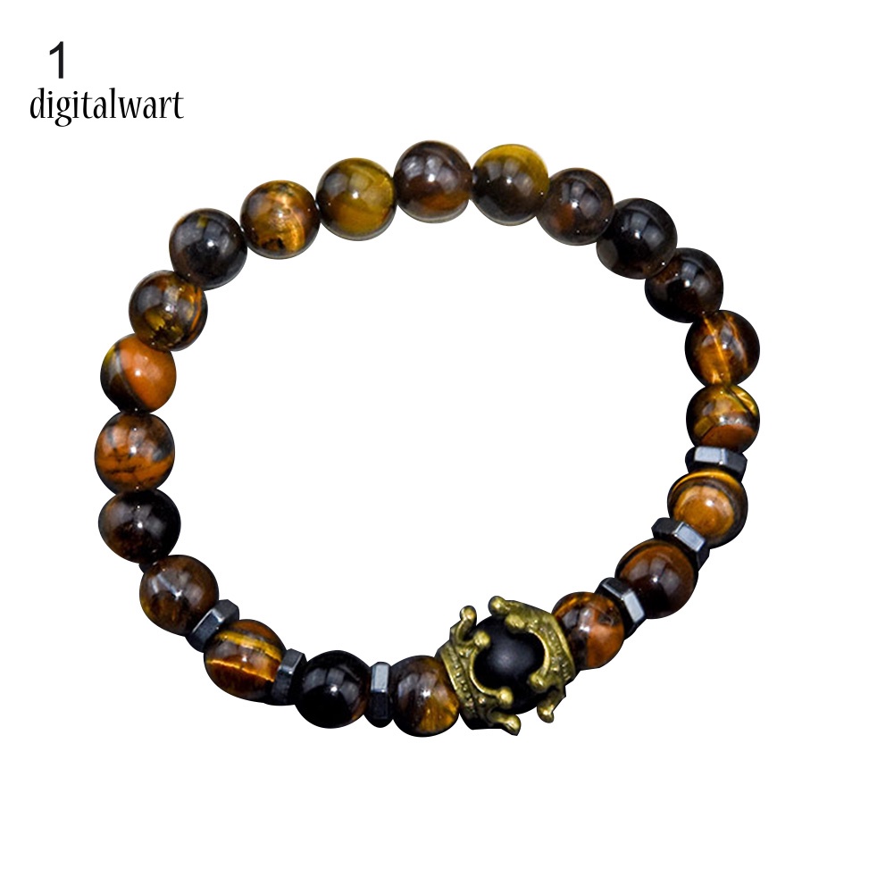 Kỹ Thuật Số| Vòng Tay Chuỗi Hạt Đá Tự Nhiên Hình Vương Miện Thời Trang Cho Nam