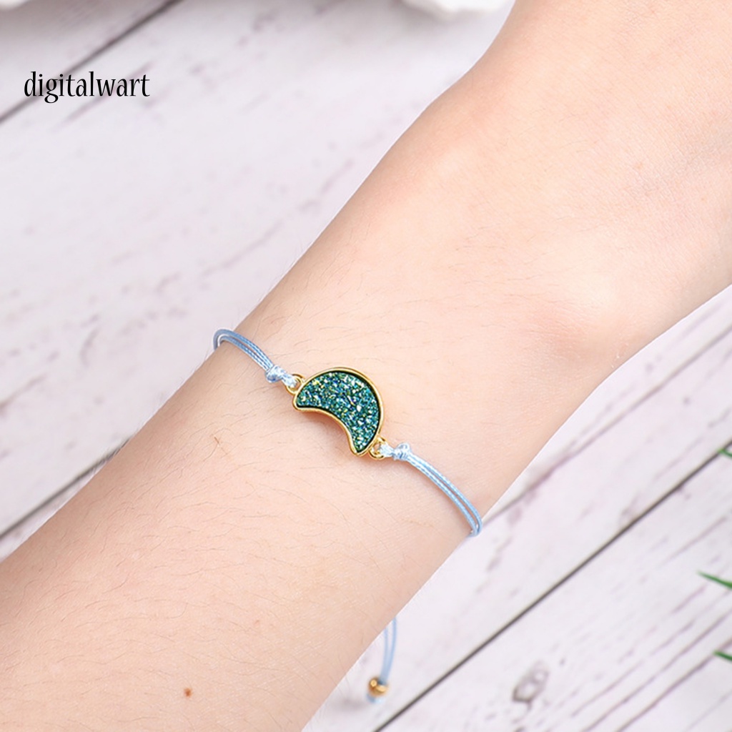 Kỹ Thuật Số| Vòng Tay Kim Loại Hình Mặt Trăng Bắt Mắt Lấp Lánh Có Thể Điều Chỉnh Cho Nữ