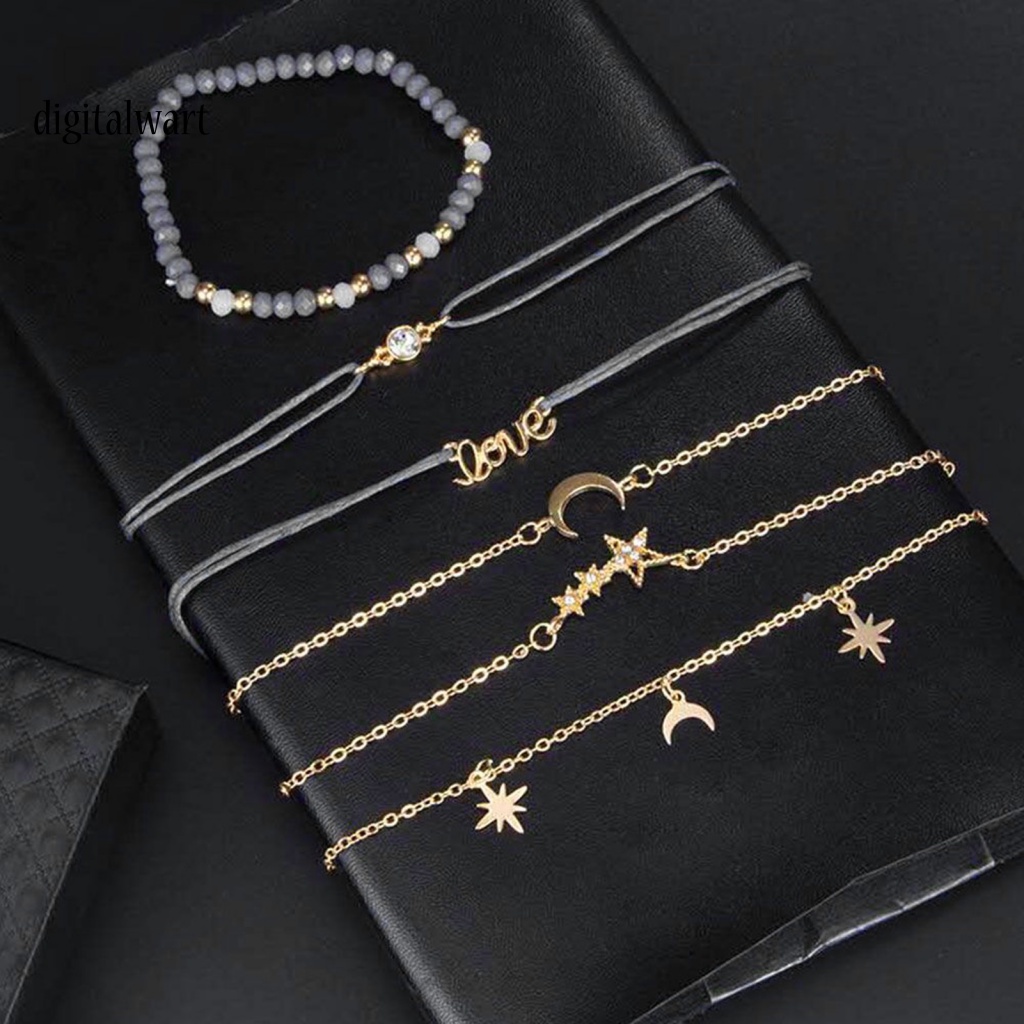 Kỹ Thuật Số| 1 Bộ Vòng Đeo Tay Hợp Kim Bắt Mắt Chống Mòn Không Phai Màu Thời Trang Cho Nữ