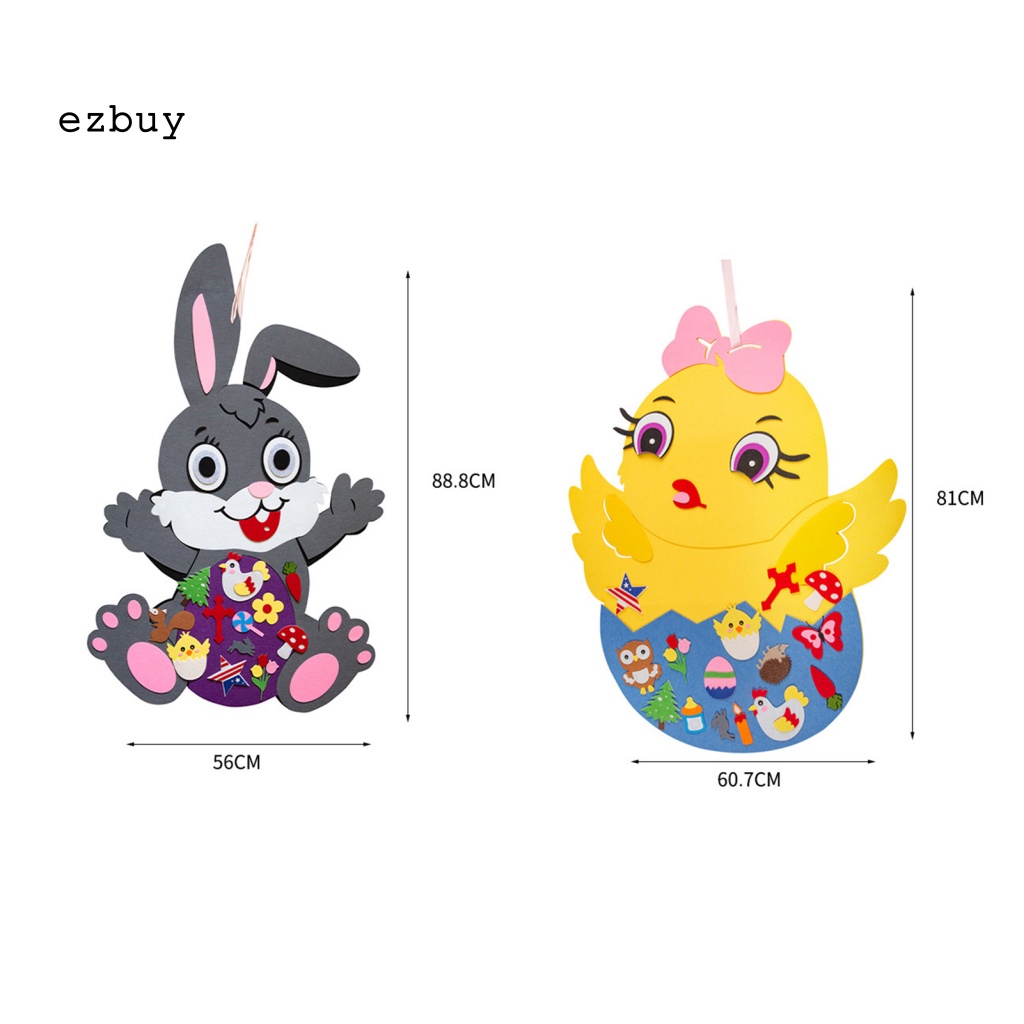 [EY] Mặt Dây Chuyền Hình Thỏ Phục Sinh / Gà Hoạt Hình Bằng Vải Nỉ Màu Trơn Thiết Kế Đơn Giản Làm Đồ Thủ Công Trang Trí Nhà Cửa DIY