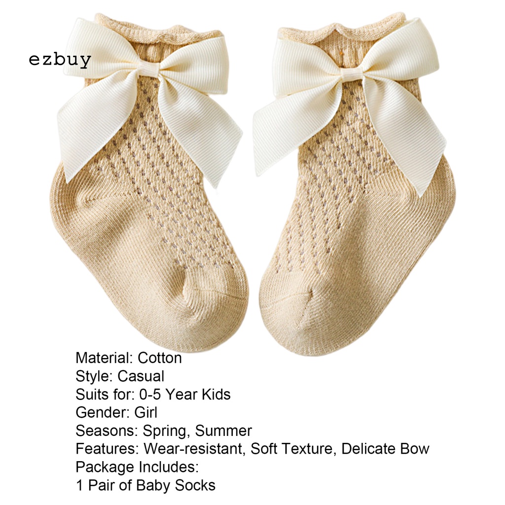 1 Đôi Tất Cotton Chống Trượt Thoáng Khí Đính Nơ Thời Trang Xuân Hè Cho Bé Sơ Sinh