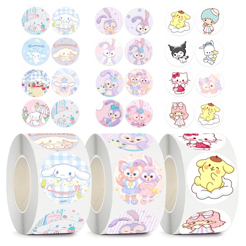 SANRIO Cuộn 200 Miếng Dán Hình Hoạt Hình Dễ Thương Dùng Làm Quà Tặng Cho Bé