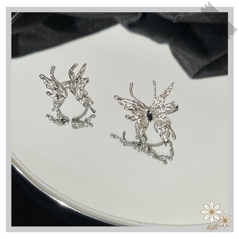 Nhẫn Hở Hình Bướm Đen Đính Đá Thời Trang Cho Nữ