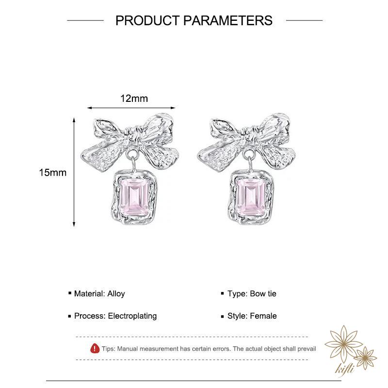 Khuyên Tai Đính Nơ Zircon Cảm Giác Nâng Cao Sang Trọng Cá Tính Dành Cho Nữ