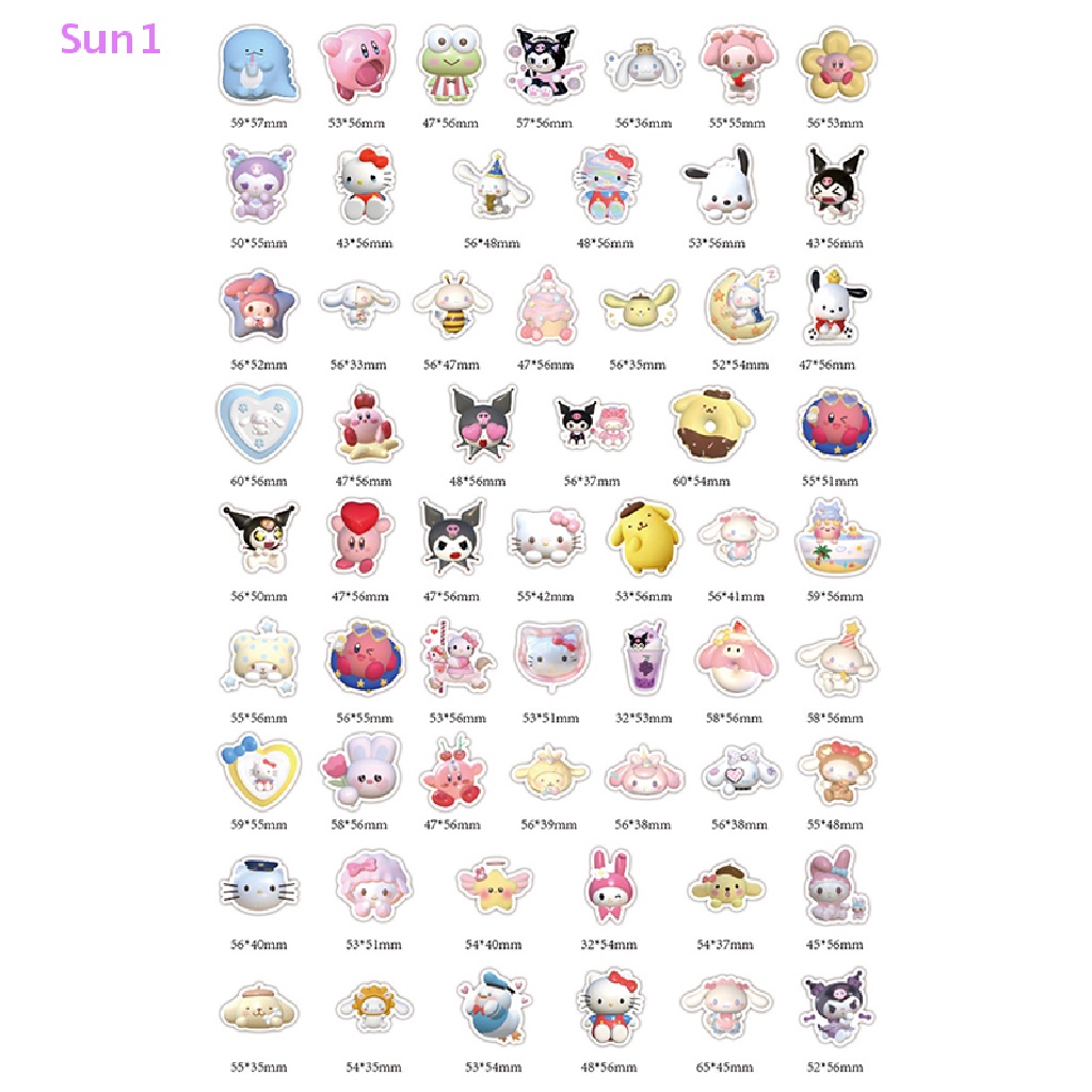 Túi 60 Miếng Dán 3D Hoạt Hình Đáng Yêu Trang Trí Sổ Tay