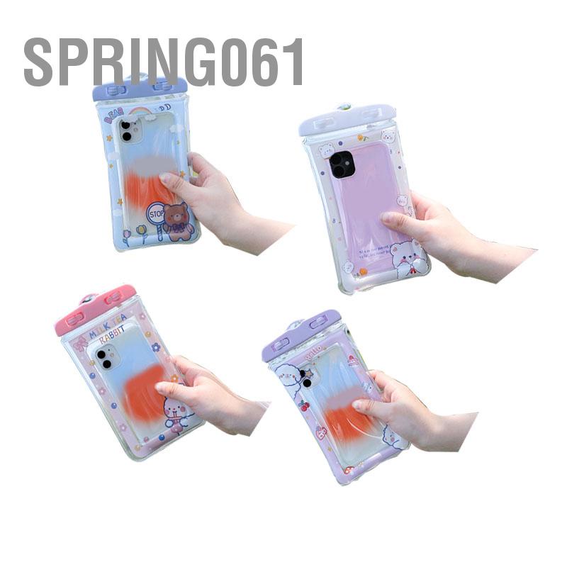 Spring061 Túi Đựng Điện Thoại Chống Nước Hoạt Hình Dễ Thương Cảm Ứng Nhạy Trong Suốt Có Dây Buộc Trôi Bơi Lặn