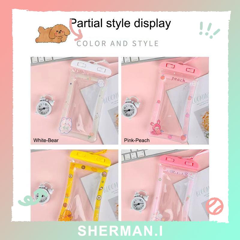 Túi chống nước điện thoại xịn viền phao hoạt hình cute nổi trên mặt nước đi bơi đi biển, đi mưa có kèm dây đeo