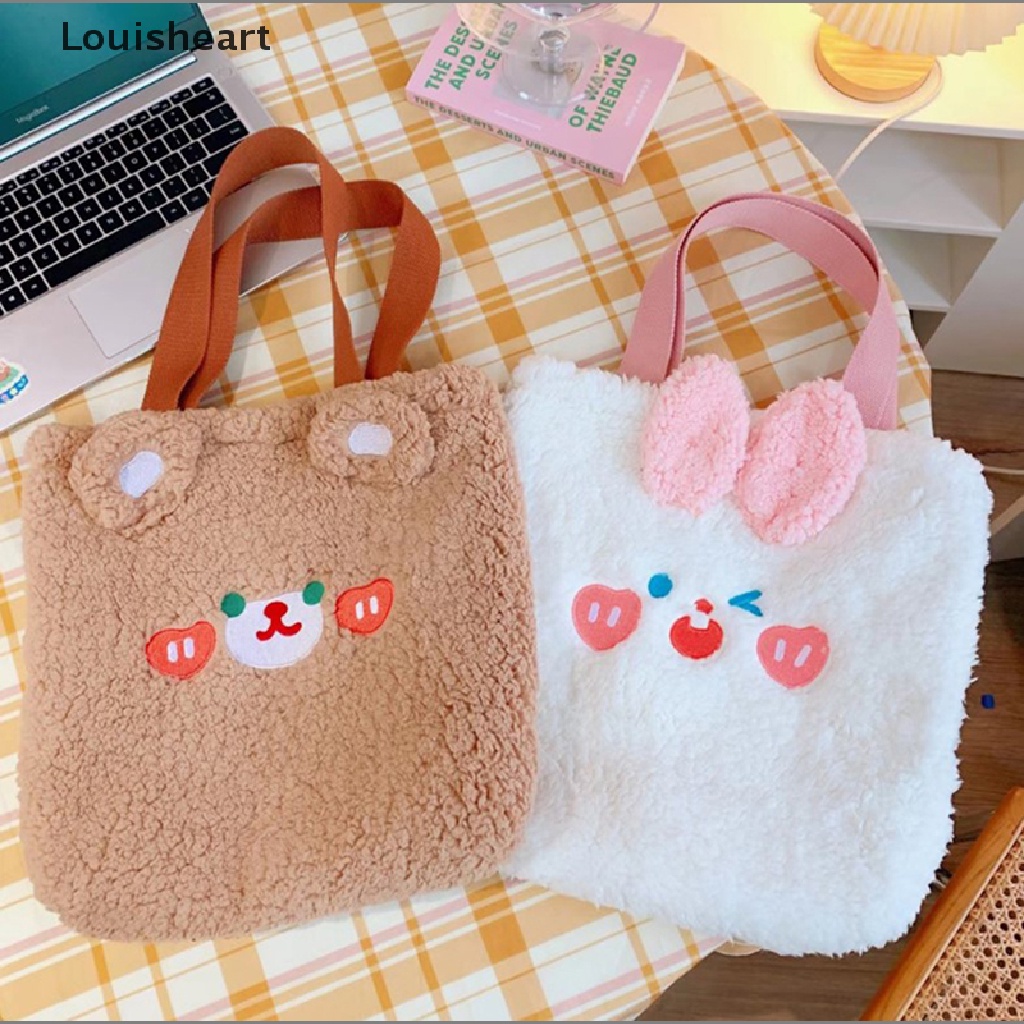 Louisheart Túi Xách Đeo Vai Phủ Lông Họa Tiết Chú Thỏ / Gấu Hoạt Hình Cỡ Lớn Thời Trang Cho Nữ TFG