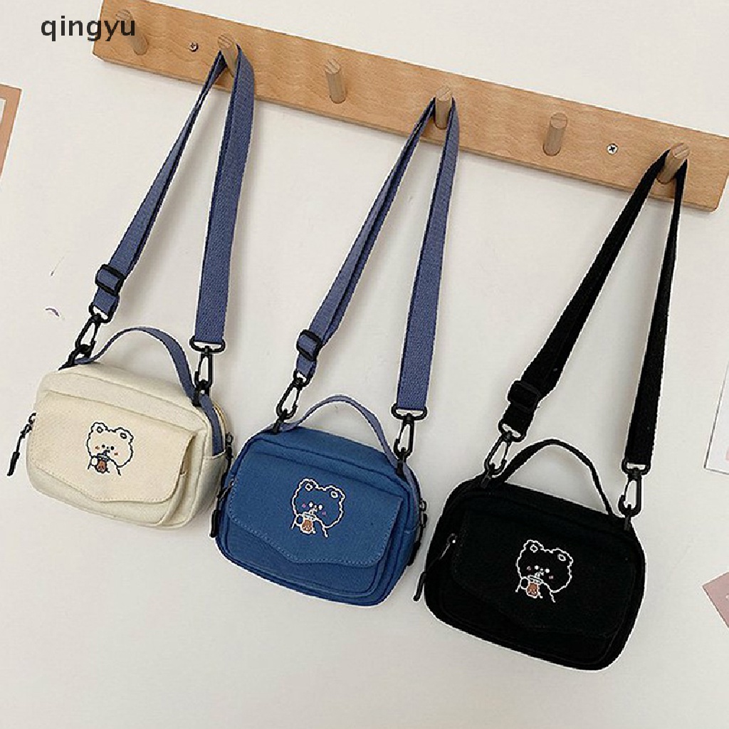 Túi Vải Canvas Mini In Họa Tiết Hoạt Hình Phong Cách Hàn Quốc Cho Nữ