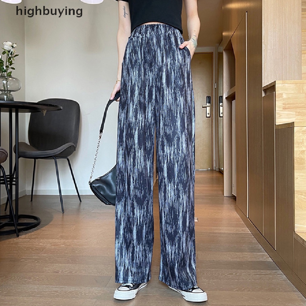 Quần ống rộng Lưng Cao Nhuộm Màu Độc Đáo Thời Trang Mùa Hè Cho Nữ