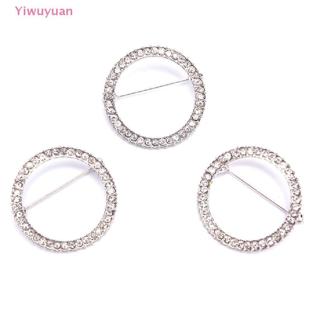 &lt;Yiwuyuan&gt; Women Simple Circle Crystal Clip Holder Brooches Pins Jewelry Accessories Gift New