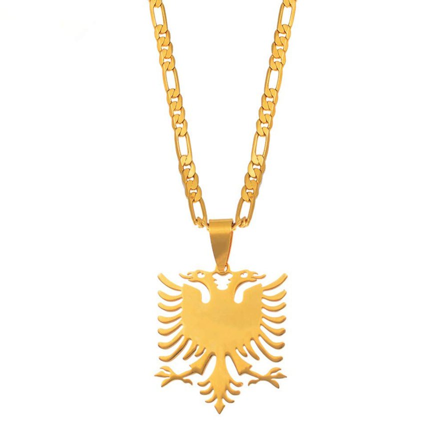 Albanian Eagle Pendant Necklace Stainless Steel Jewelry Sweater Clavicle Chain