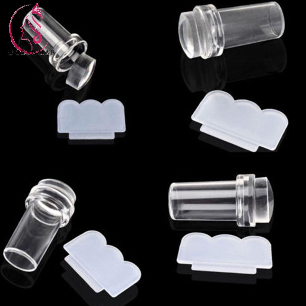 Bộ con dấu in hình mẫu trang trí móng tay trong suốt kèm phụ kiện tiện dụng