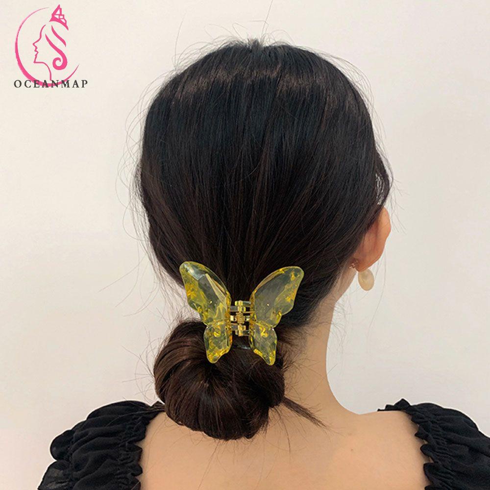 Kẹp tóc hình bướm bằng nhựa nhiều màu sắc thời trang giản dị tùy chọn dành cho nữ