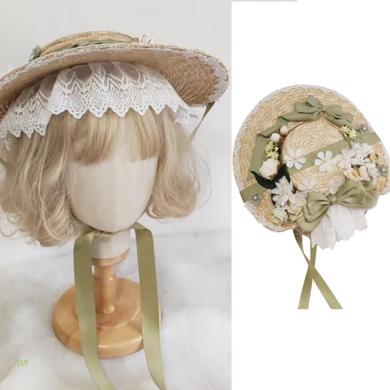 Nón Cói Rộng Vành Phối Ruy Băng Thắt Nơ Xinh Xắn Thời Trang Đi Biển Cho Nữ