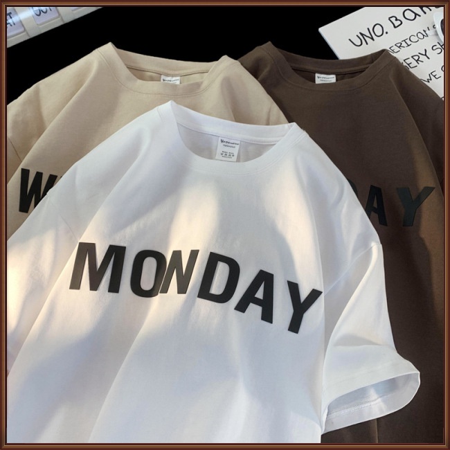 Áo Thun Tay Lỡ Cổ Tròn Dáng Rộng In Chữ Thời Trang Mùa Hè Cho Nam