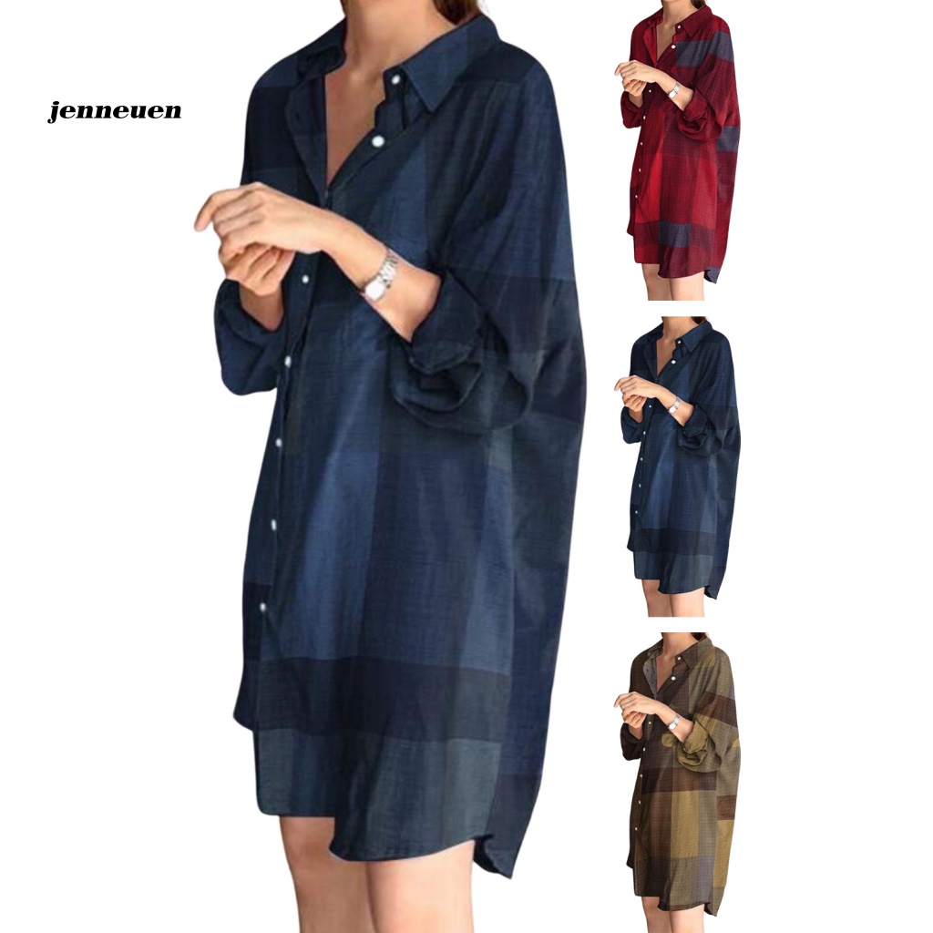 Áo Sơ Mi Tay Dài Dáng Rộng In Họa Tiết Màu Sắc Tương Phản Thời Trang Cho Nữ