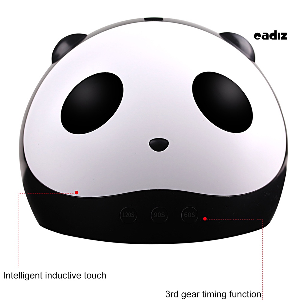 1 Bộ Máy Sấy Móng Tay 3 Bánh Răng 36W 12 Bóng Đèn Mini Hình Gấu Trúc Màu Đen Dành Cho Nữ