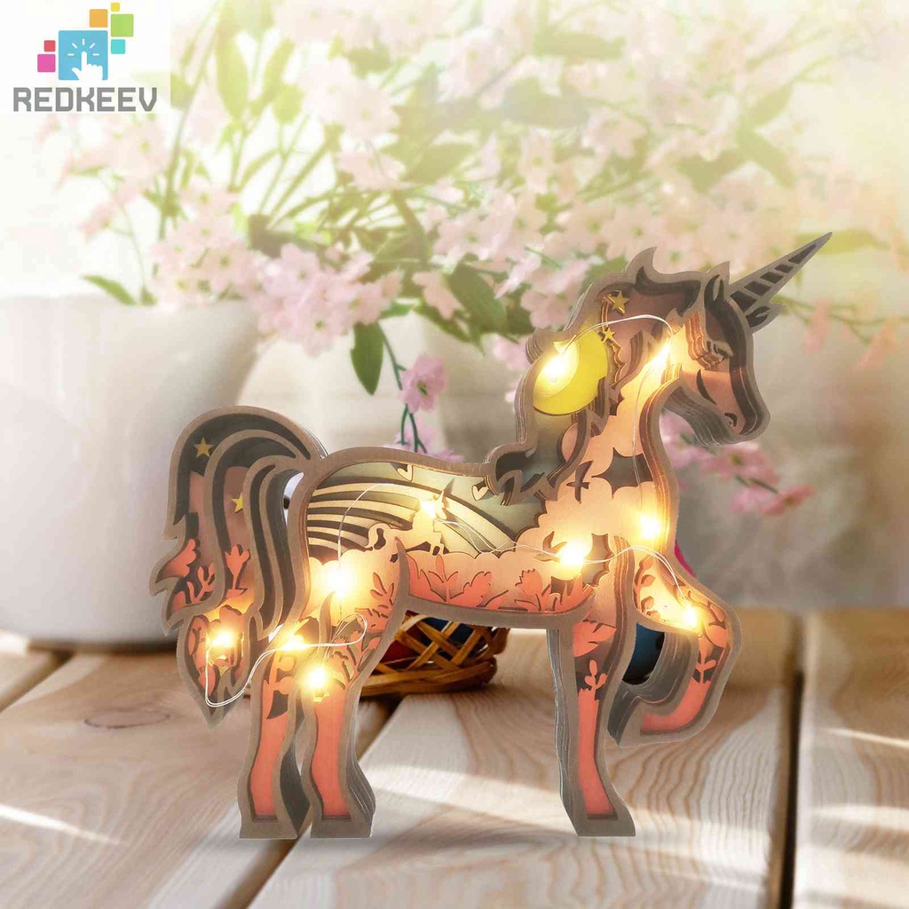 Tượng Kỳ Lân Gỗ 3D Phát Sáng